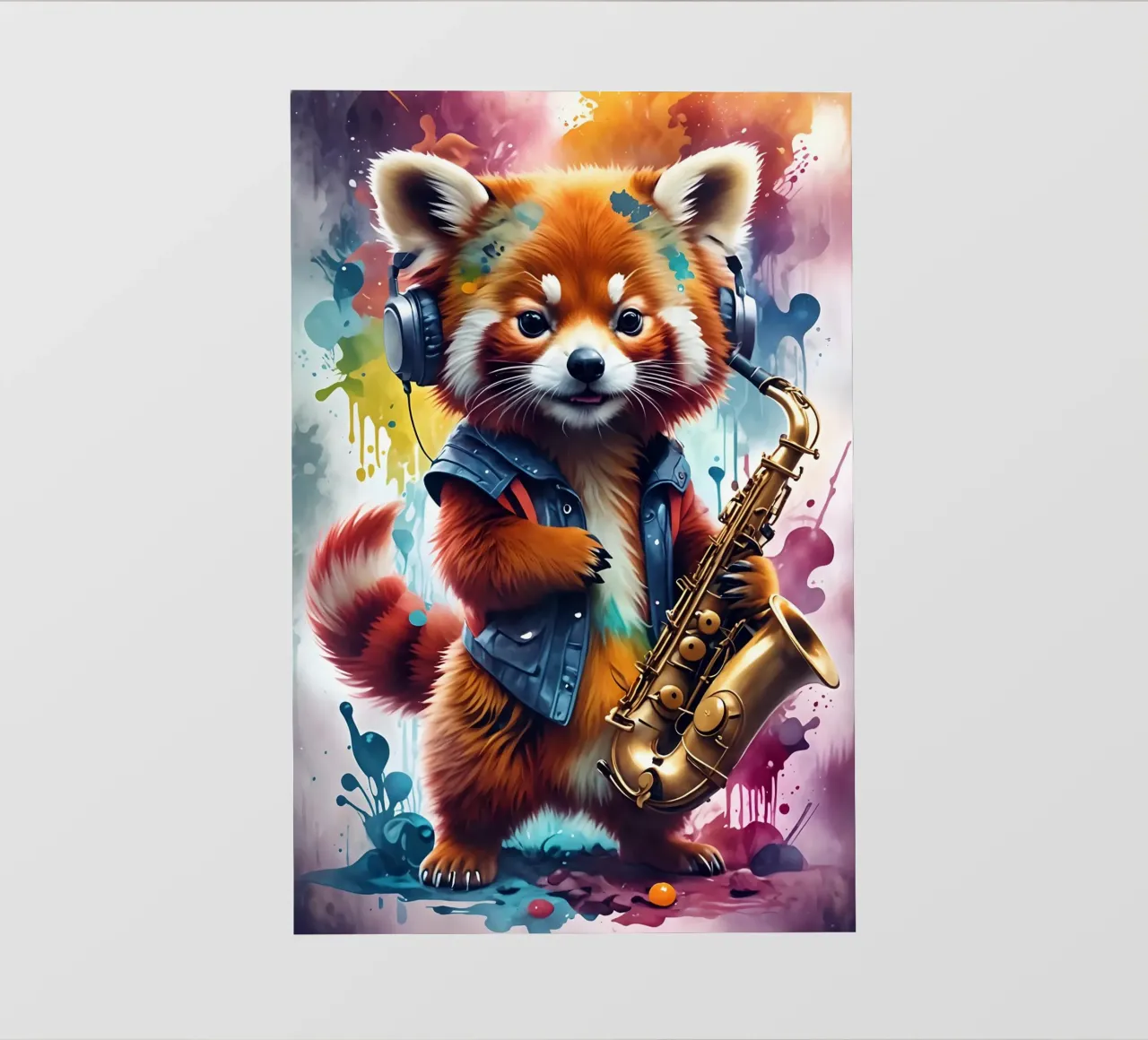 Panda rosso con musica di sassofono telo in pvc da MakArena