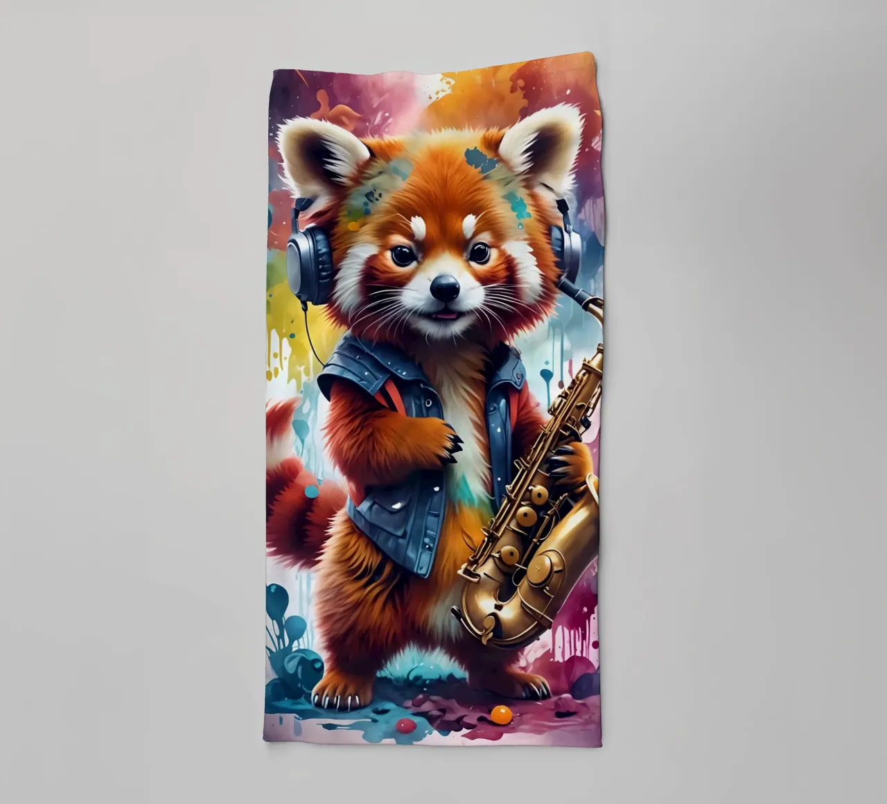 Panda rosso con musica di sassofono asciugamano da bagno da MakArena