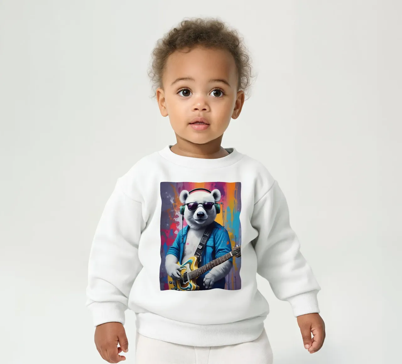 Panda bianco con chitarra felpa neonato da MakArena