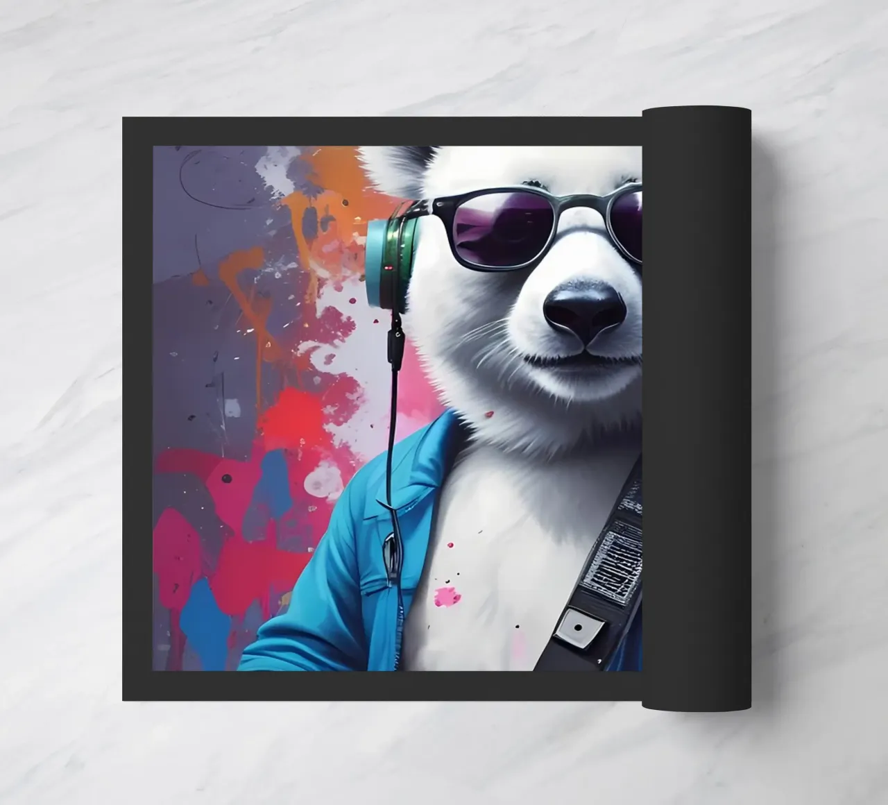 Panda bianco con chitarra zerbino da MakArena