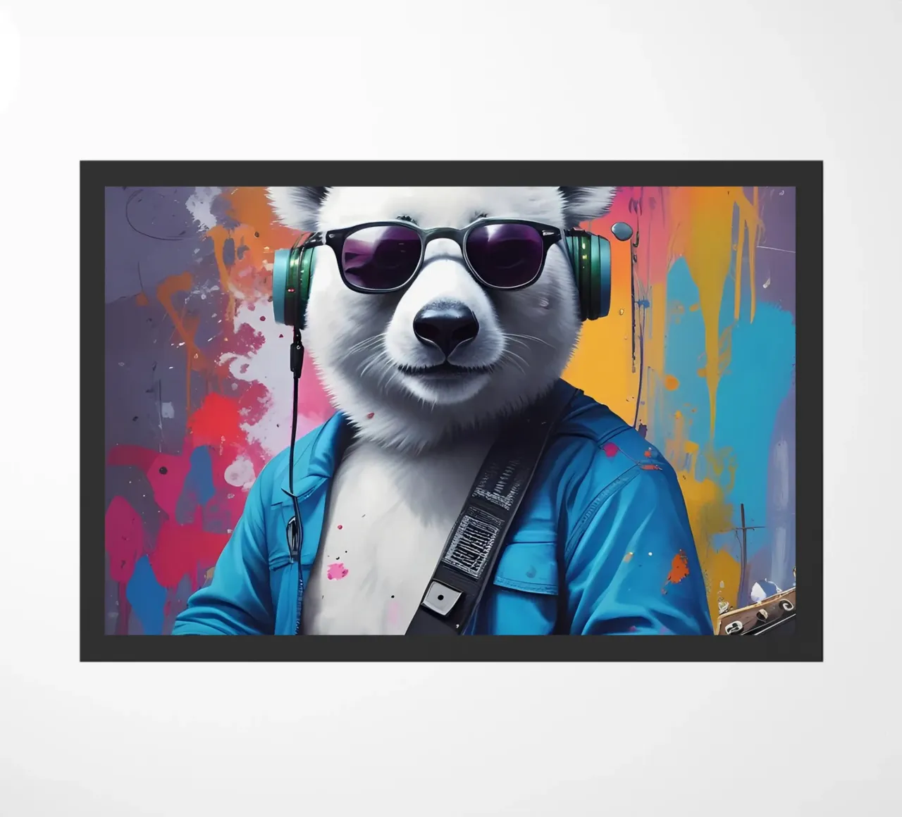 Panda bianco con chitarra zerbino da MakArena