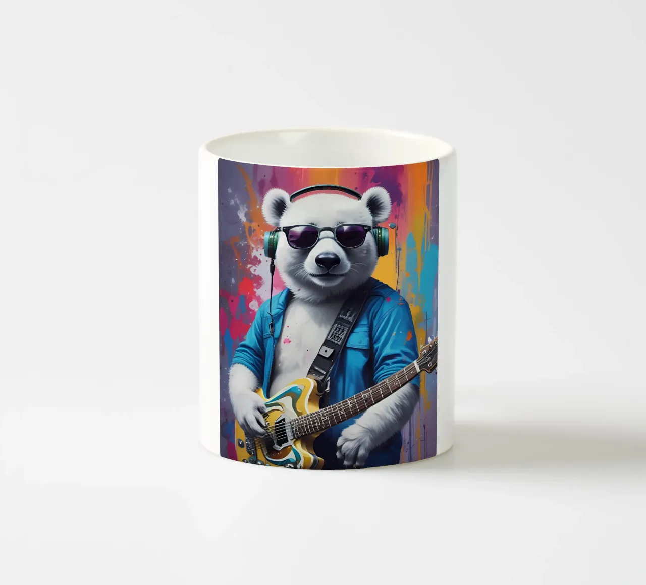 Panda bianco con chitarra tazza in ceramica da MakArena