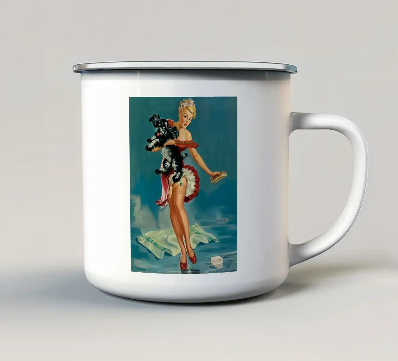 Retro vibe tazza in smalto da edsonramosart