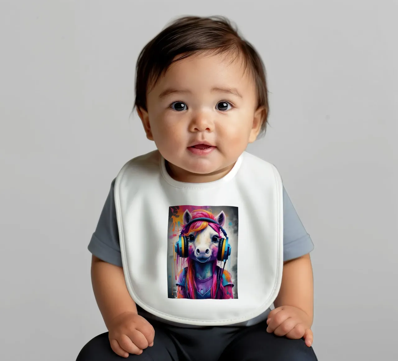 Piccolo pony con cuffie bavaglino da MakArena