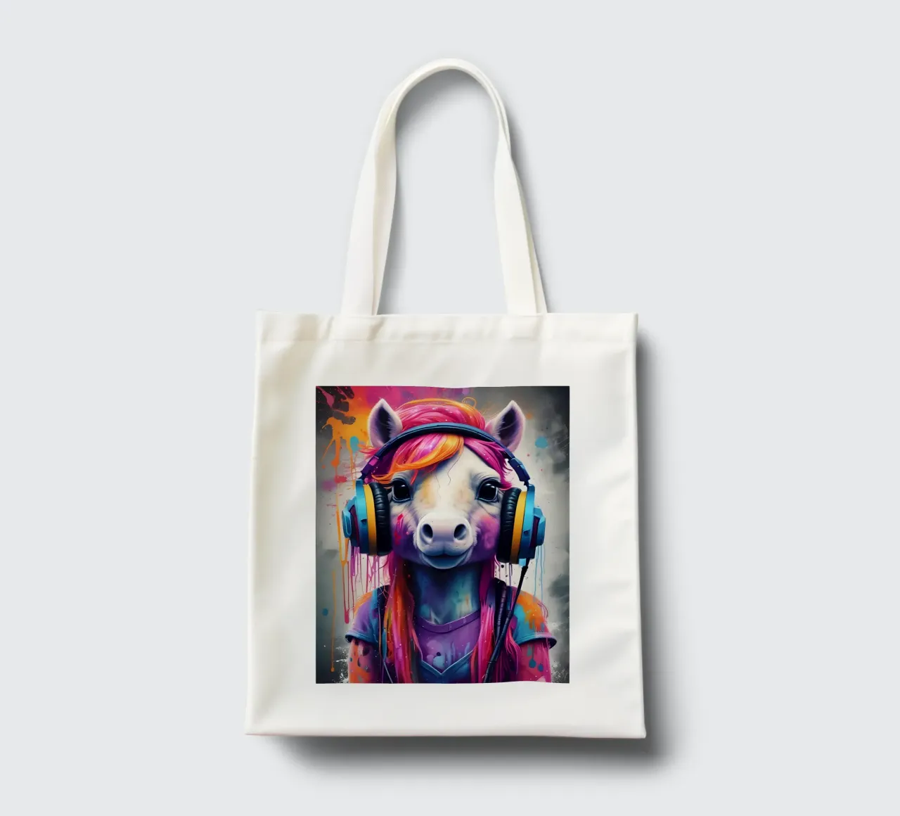 Piccolo pony con cuffie borsa in juta da MakArena