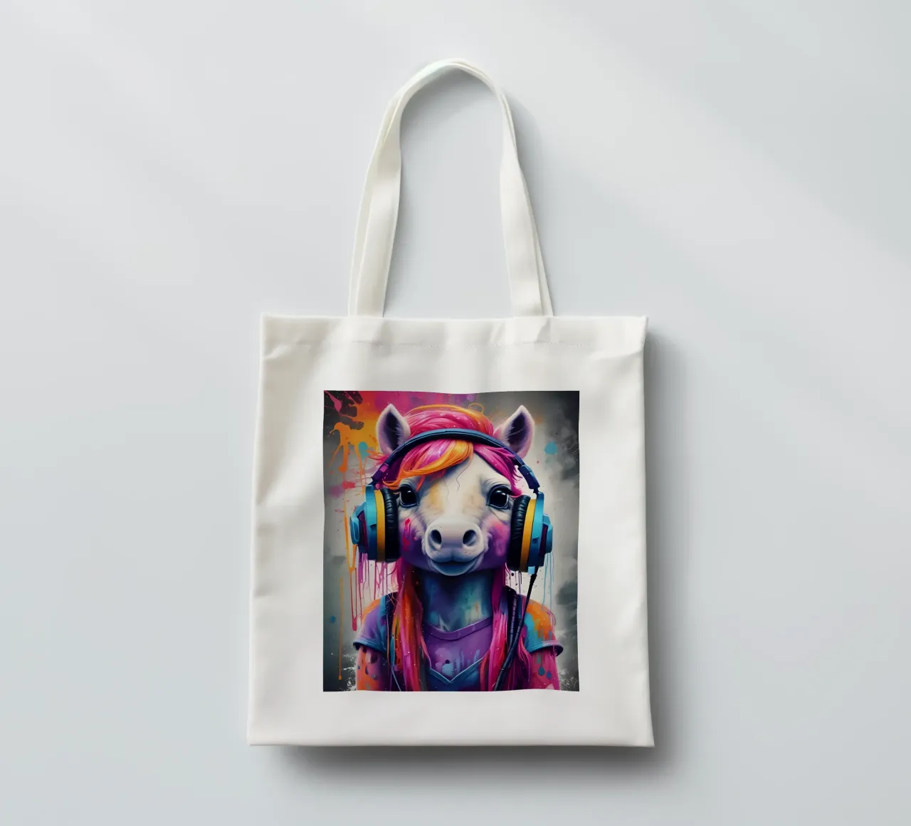 Piccolo pony con cuffie borsa in juta da MakArena