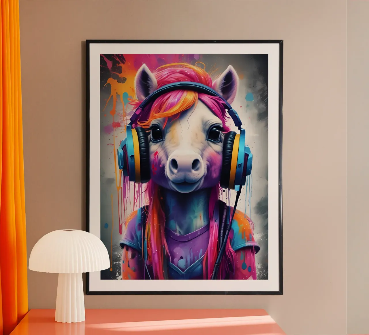 Piccolo pony con cuffie carta hahnemühle da MakArena