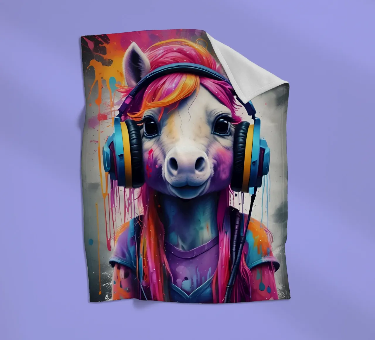 Piccolo pony con cuffie coperta in pile da MakArena