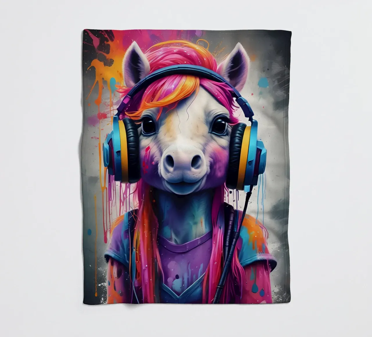 Piccolo pony con cuffie coperta in pile da MakArena