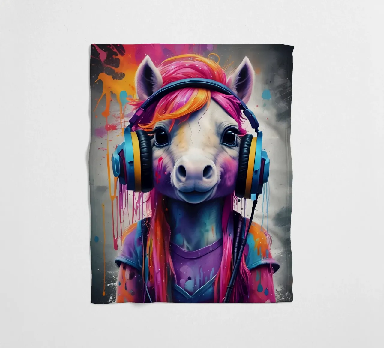 Piccolo pony con cuffie coperta in pile da MakArena