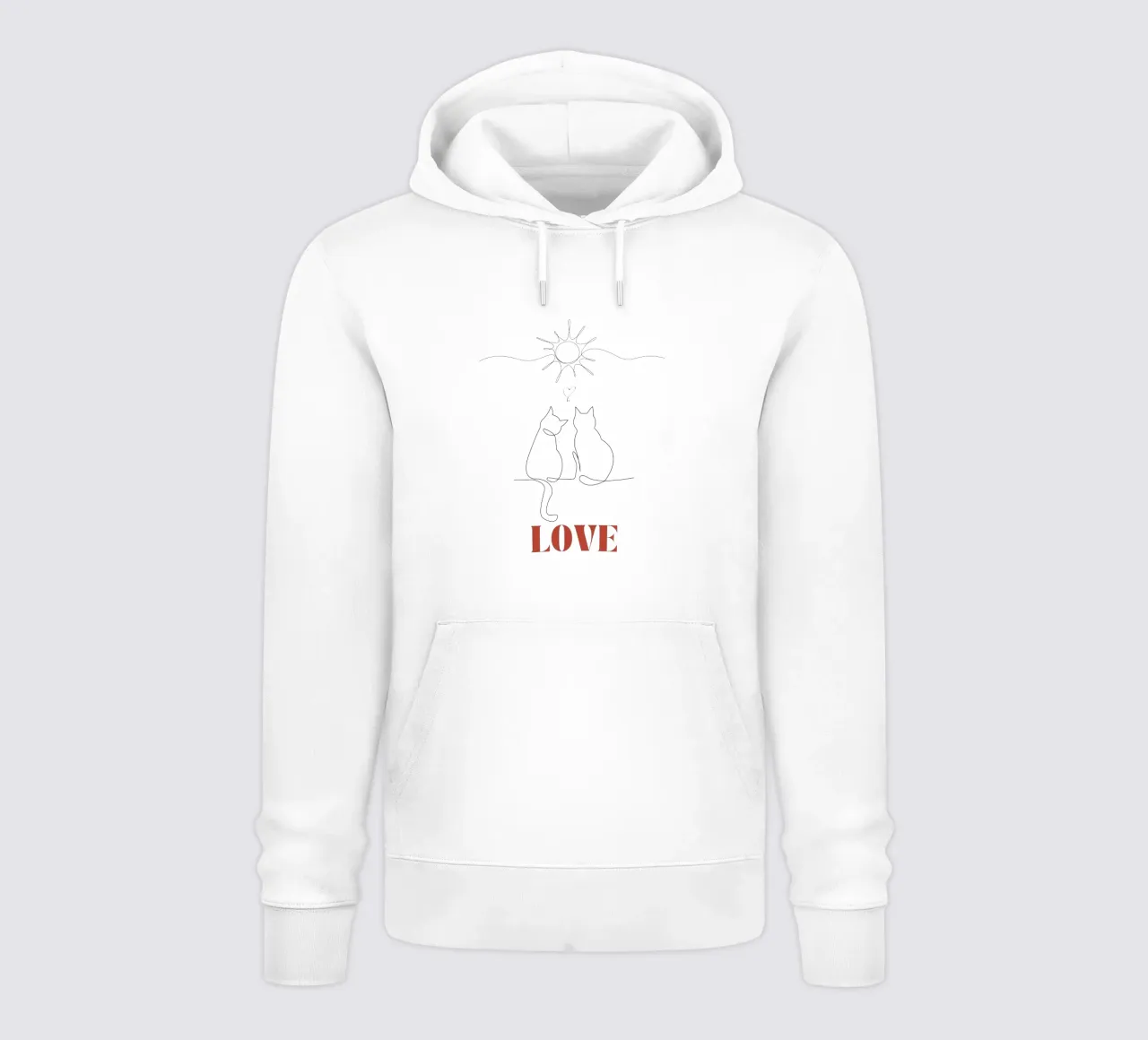 Amor - lindo gato de línea de arte sudadera con capucha de Happy Mind Art