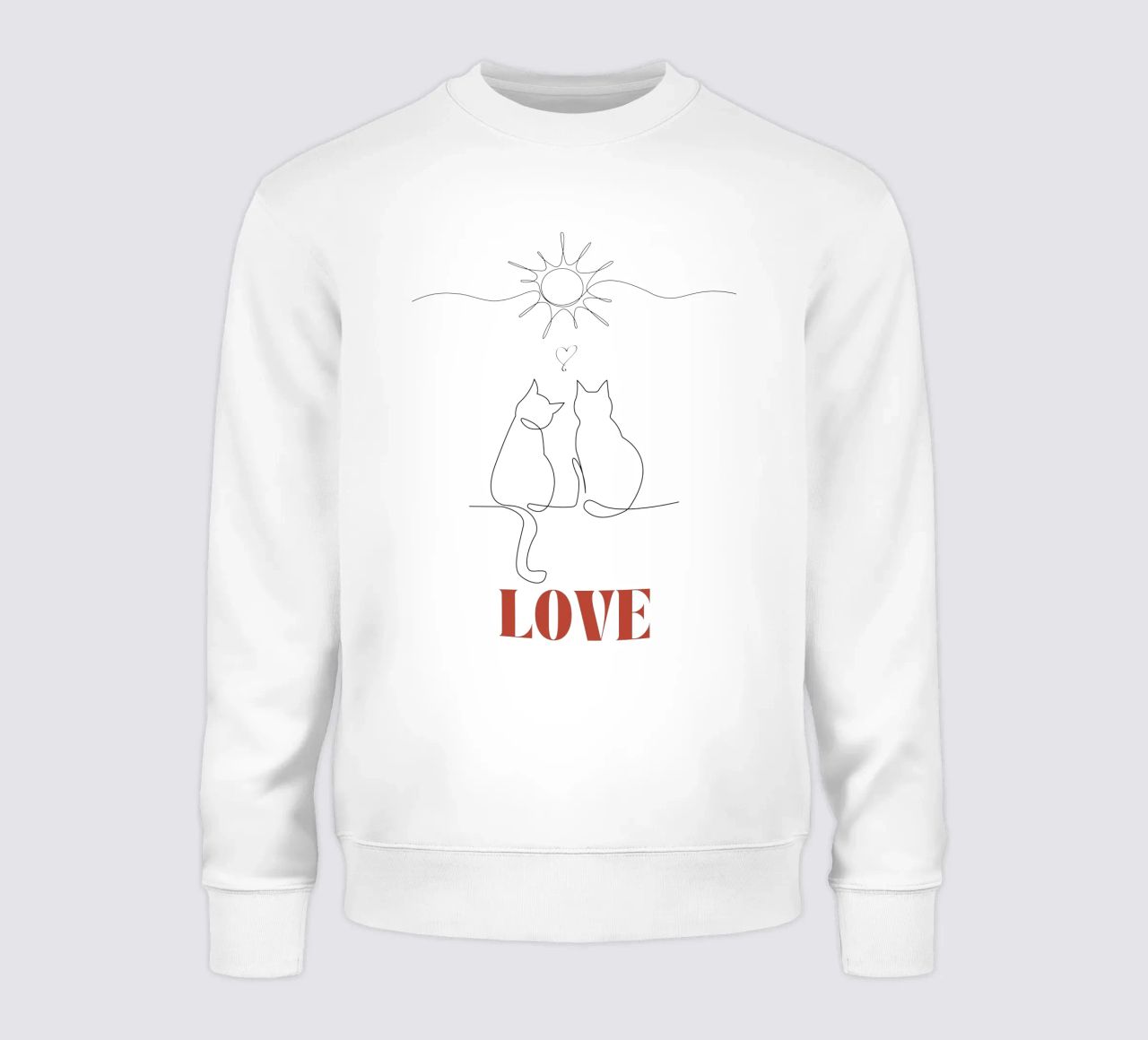 Amore - simpatico gatto line art felpa da Happy Mind Art