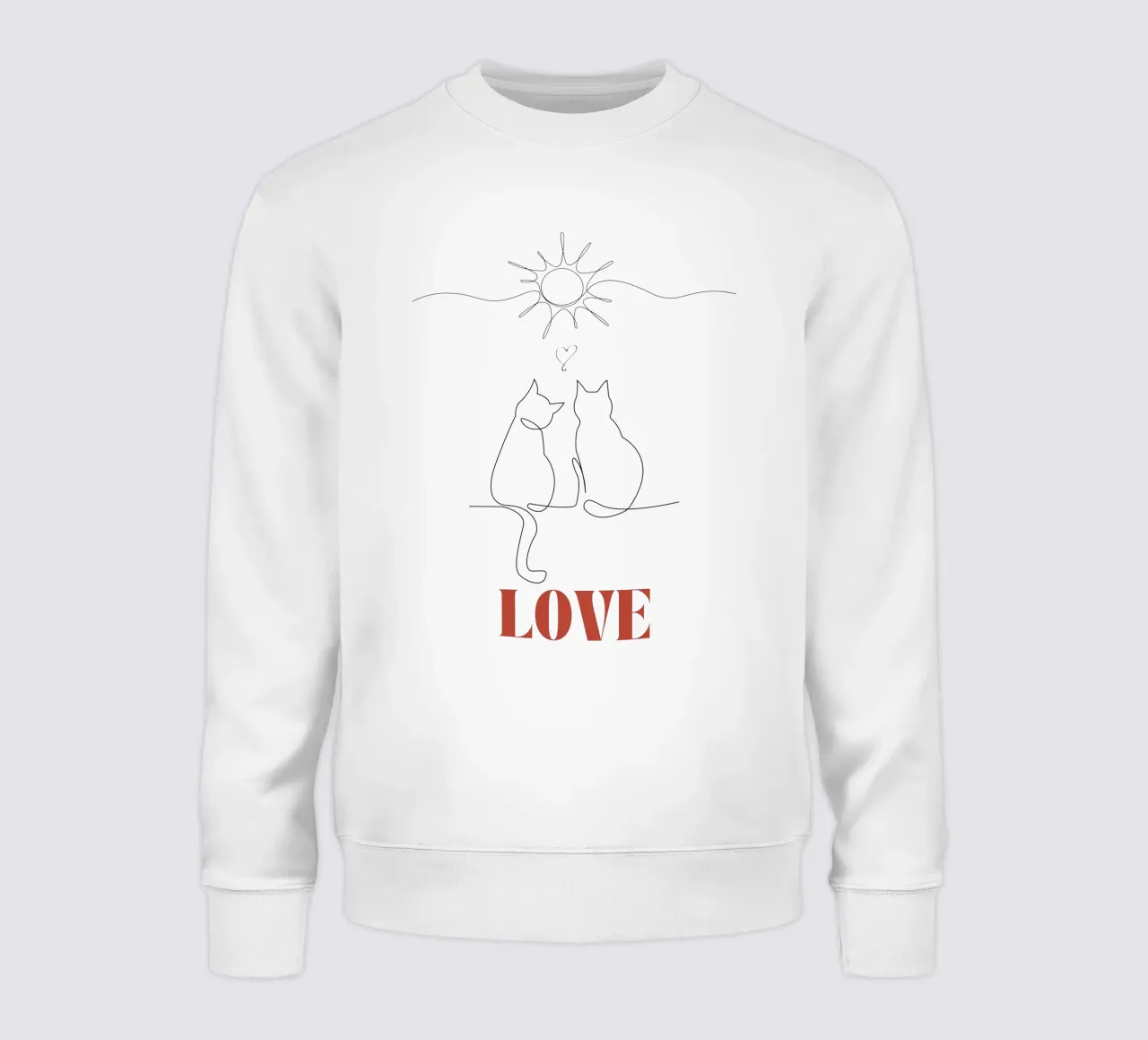 Amore - simpatico gatto line art felpa da Happy Mind Art