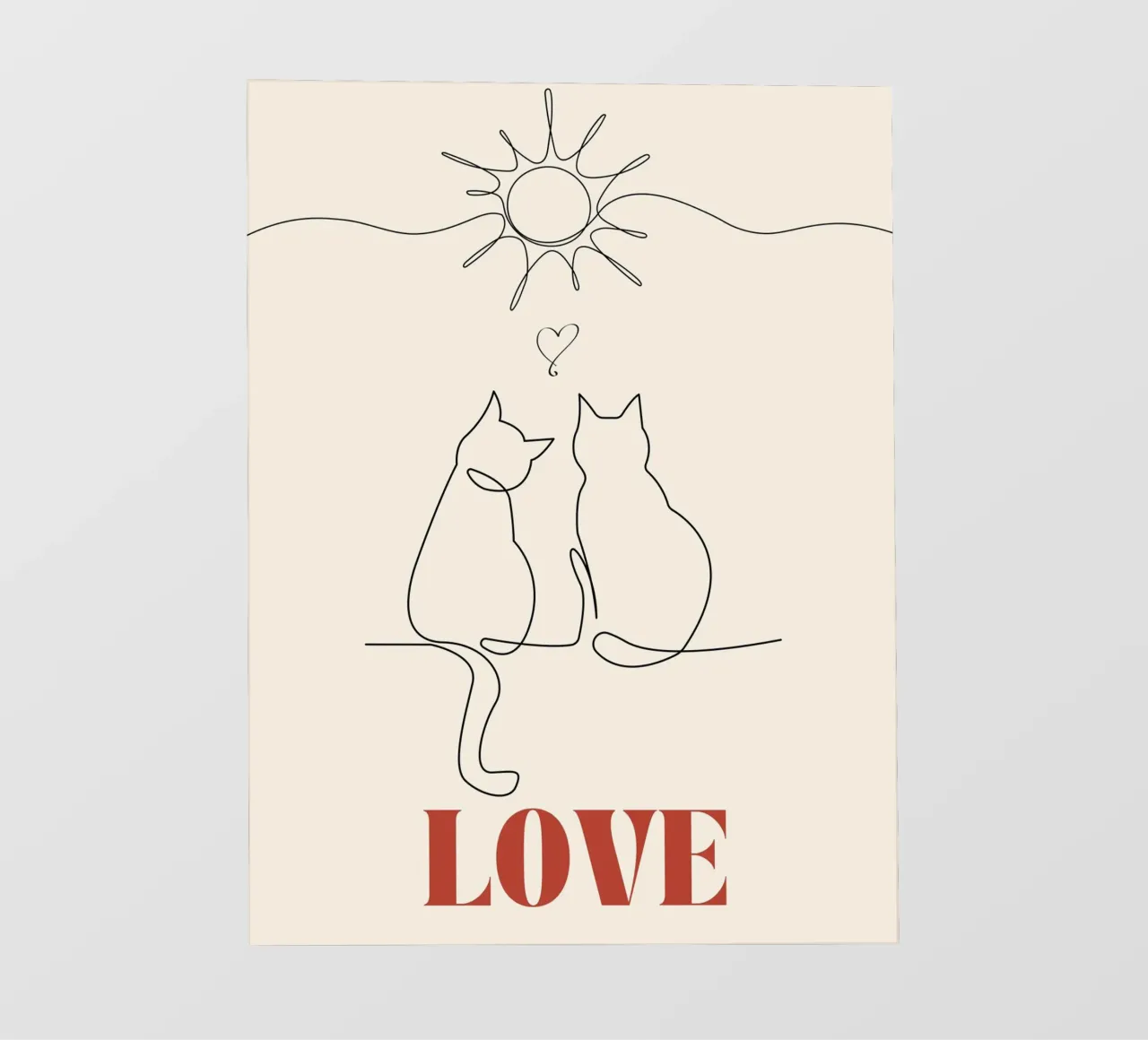 Amore - simpatico gatto line art pellicola backlit da Happy Mind Art