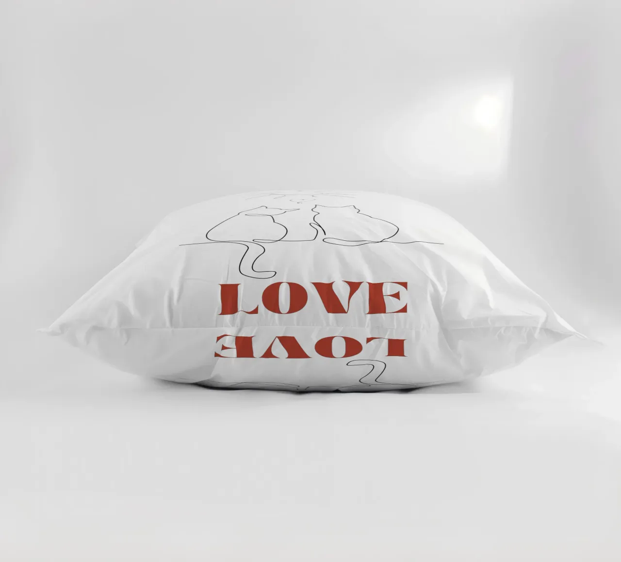 Amore - simpatico gatto line art cuscino da Happy Mind Art