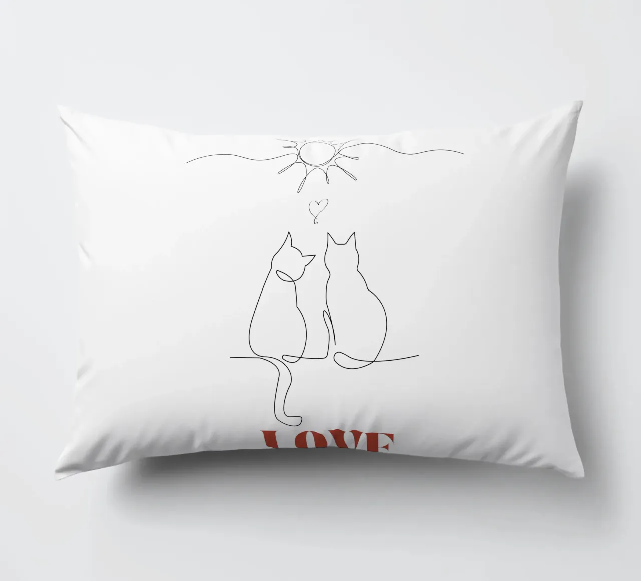 Amore - simpatico gatto line art cuscino da Happy Mind Art