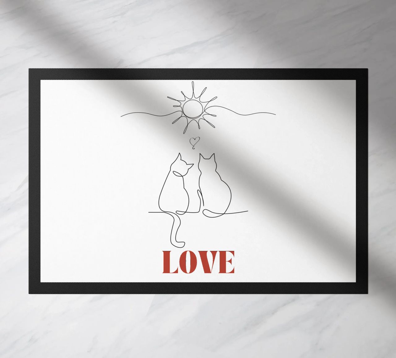 Amore - simpatico gatto line art zerbino da Happy Mind Art