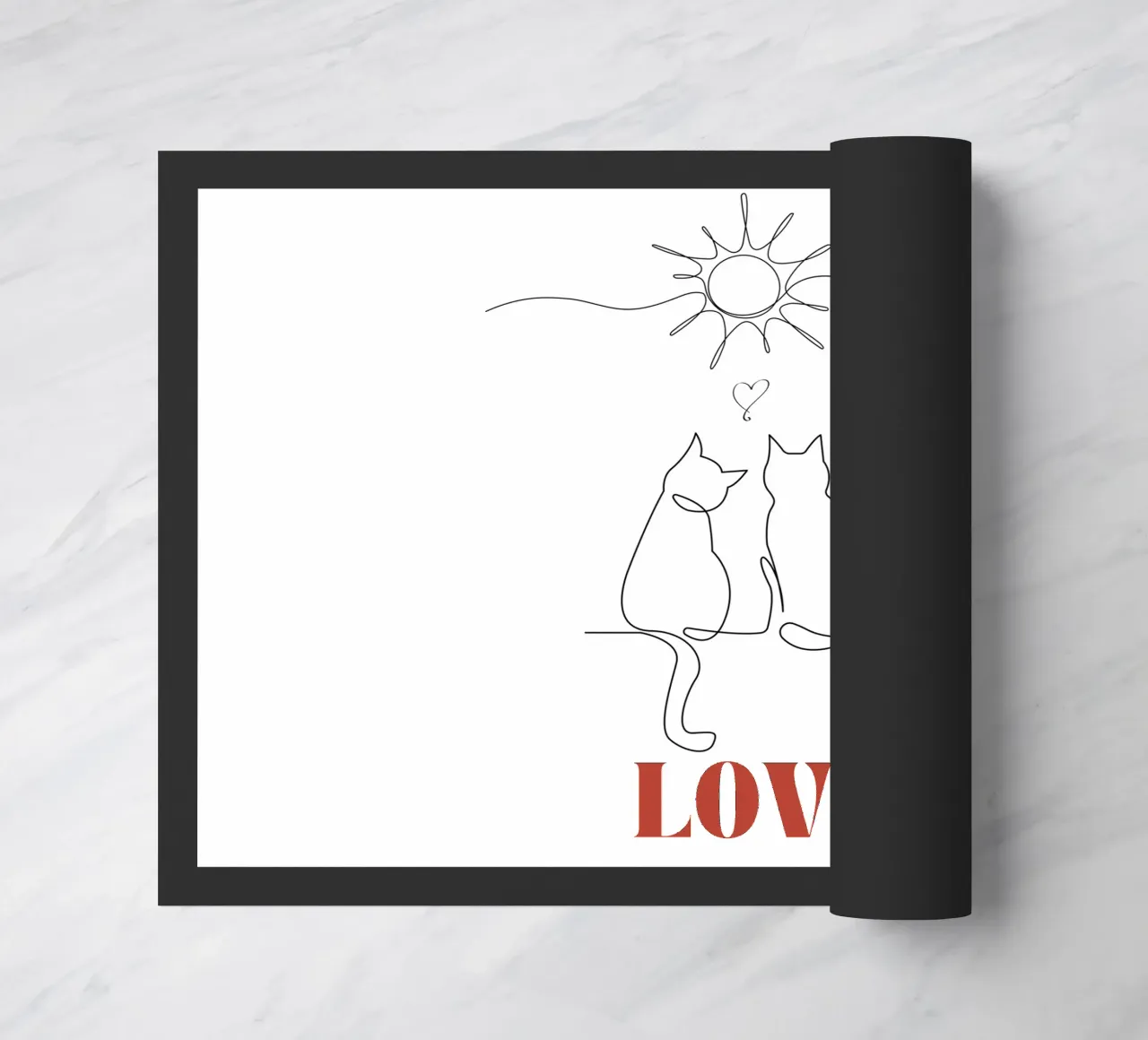 Amor - lindo gato de línea de arte felpudo de Happy Mind Art
