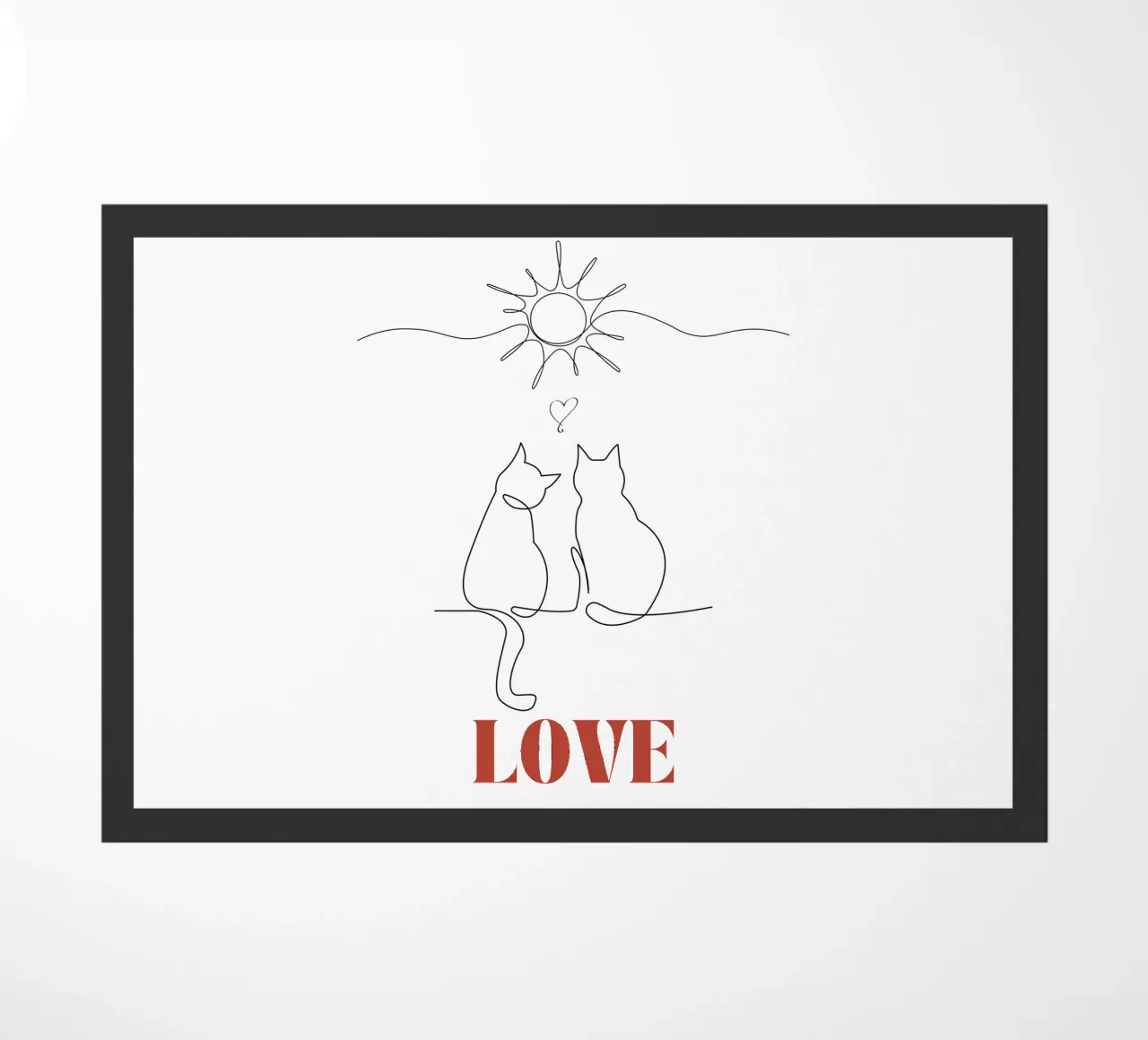 Amor - lindo gato de línea de arte felpudo de Happy Mind Art