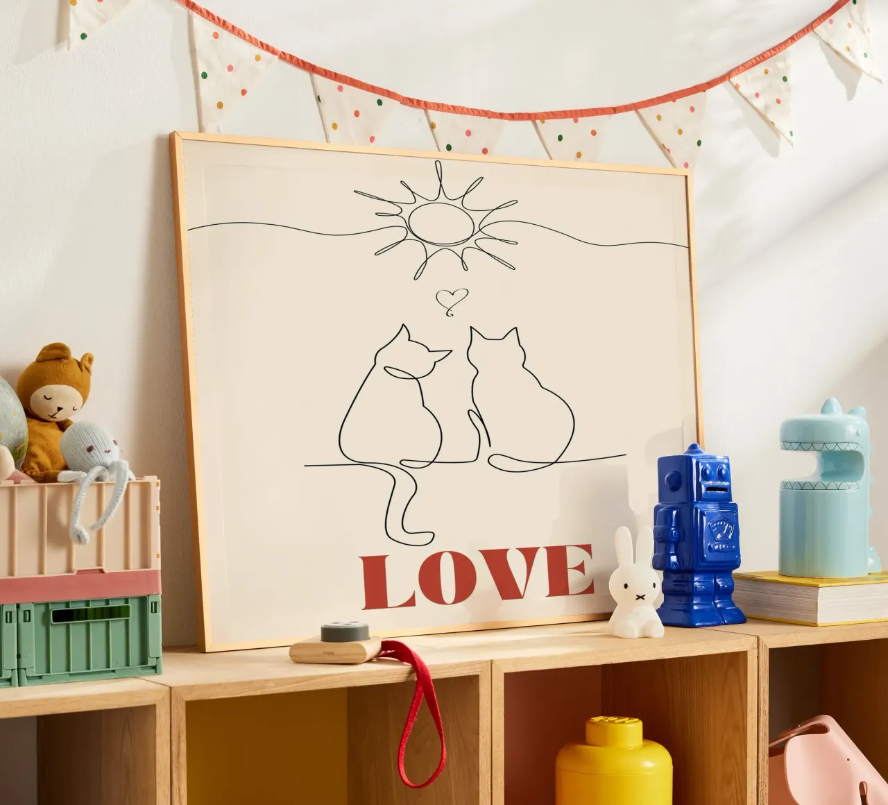 Amore - simpatico gatto line art carta hahnemühle da Happy Mind Art