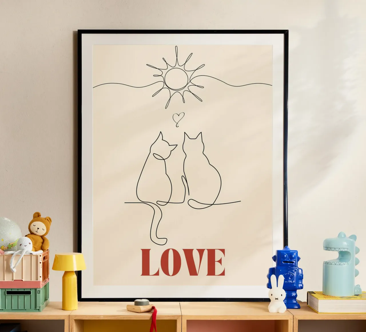 Amore - simpatico gatto line art carta hahnemühle da Happy Mind Art