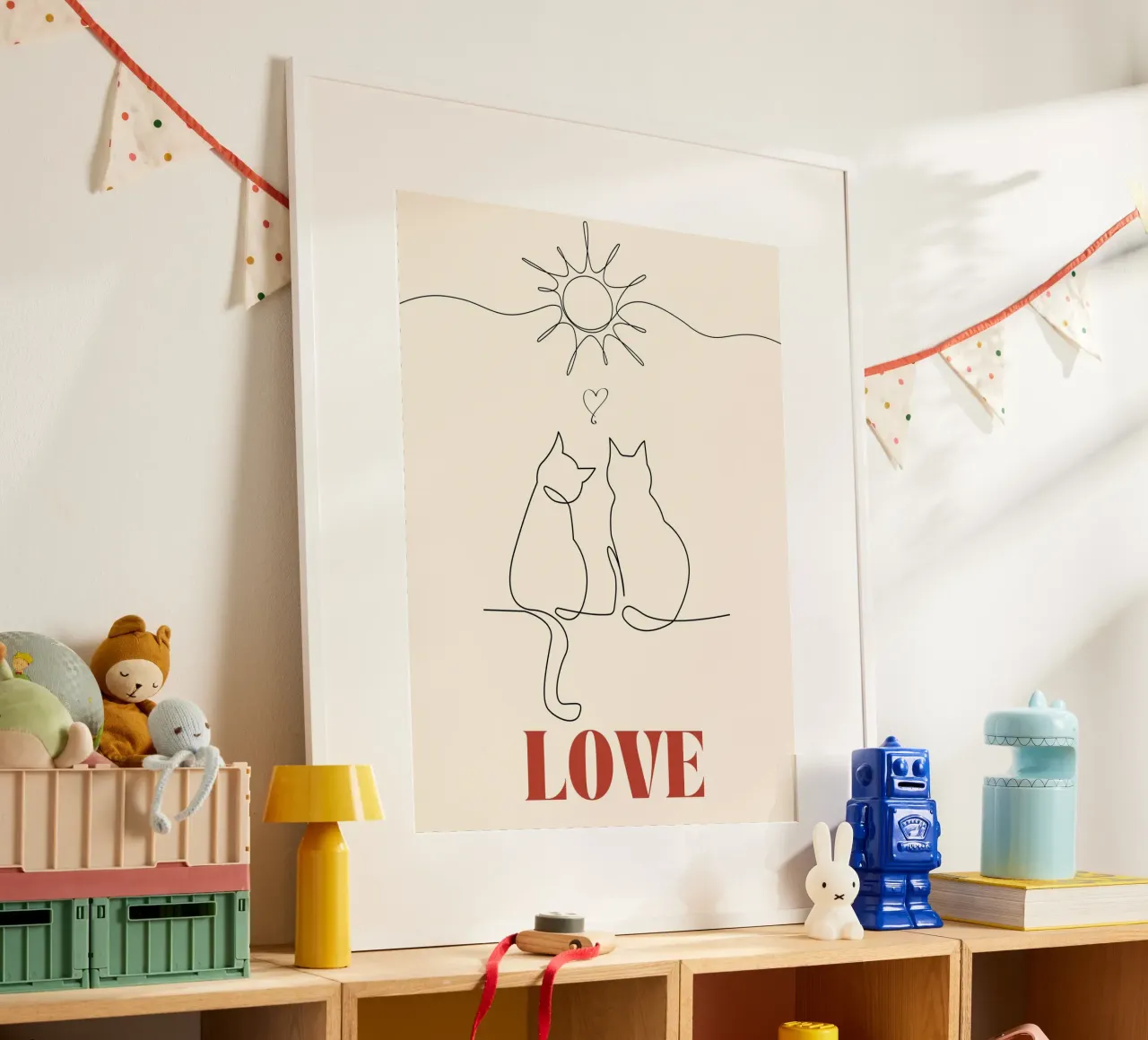 Amore - simpatico gatto line art carta hahnemühle da Happy Mind Art