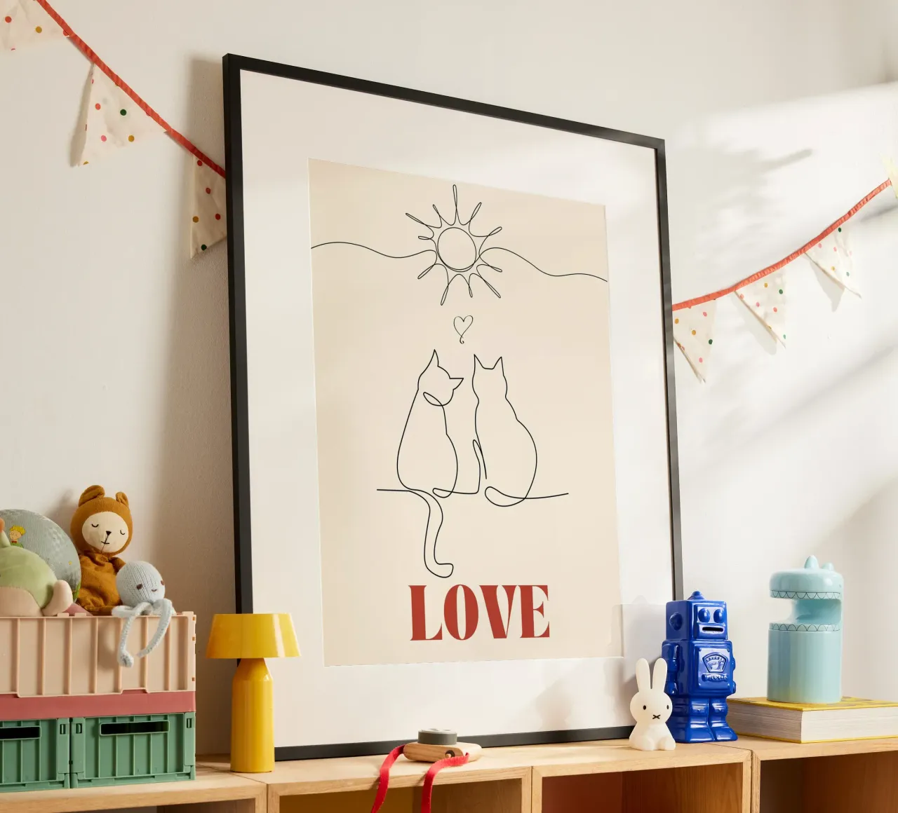 Amore - simpatico gatto line art carta hahnemühle da Happy Mind Art