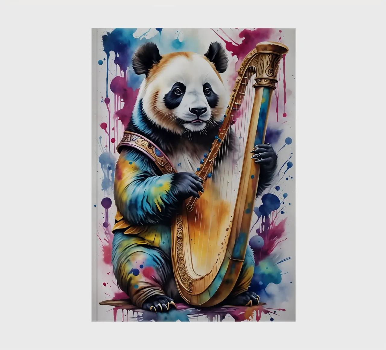 Panda playing the harp notebook by MakArena