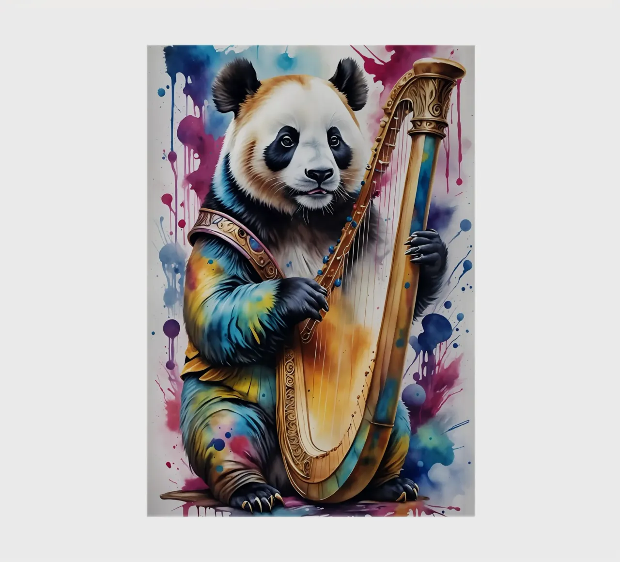 Panda playing the harp notebook by MakArena