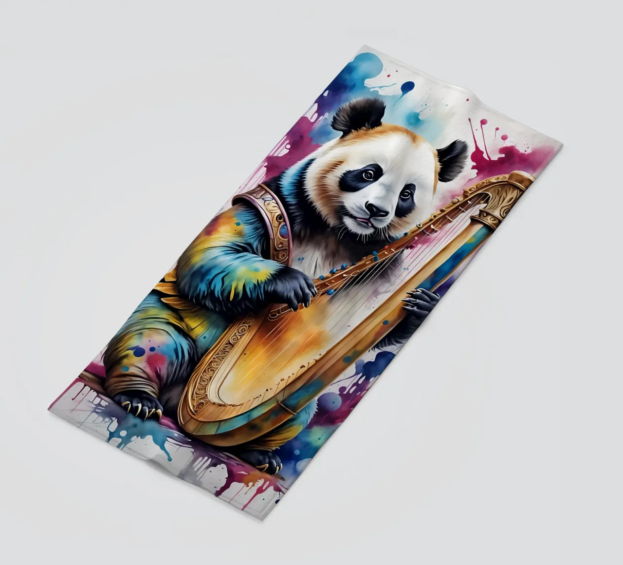 Panda che suona l'arpa telo mare da MakArena
