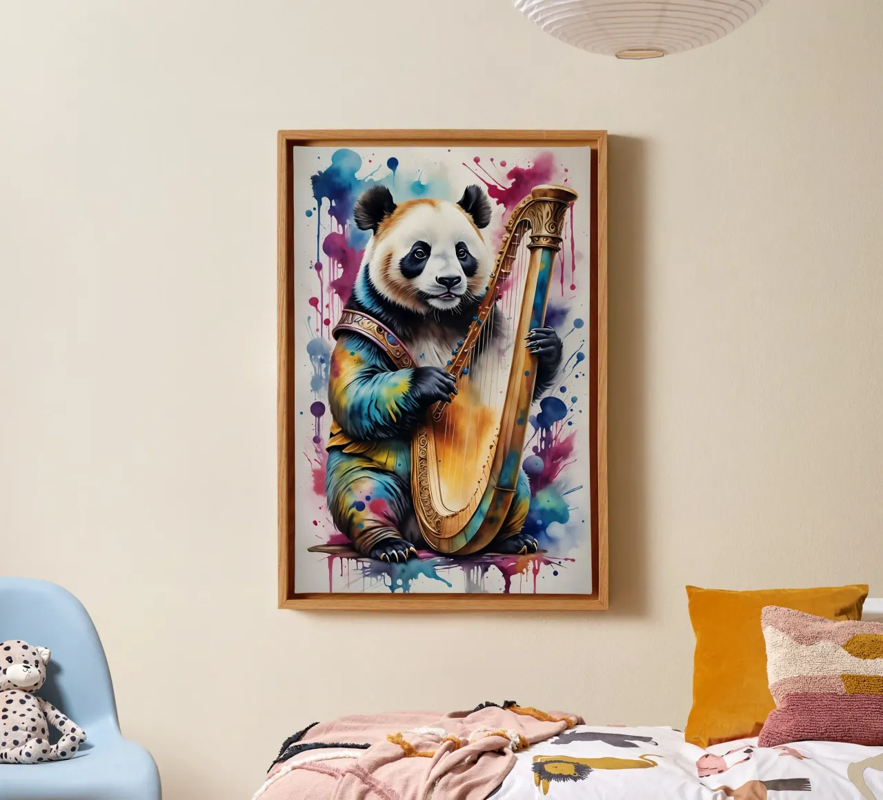 Panda playing the harp canvas by MakArena