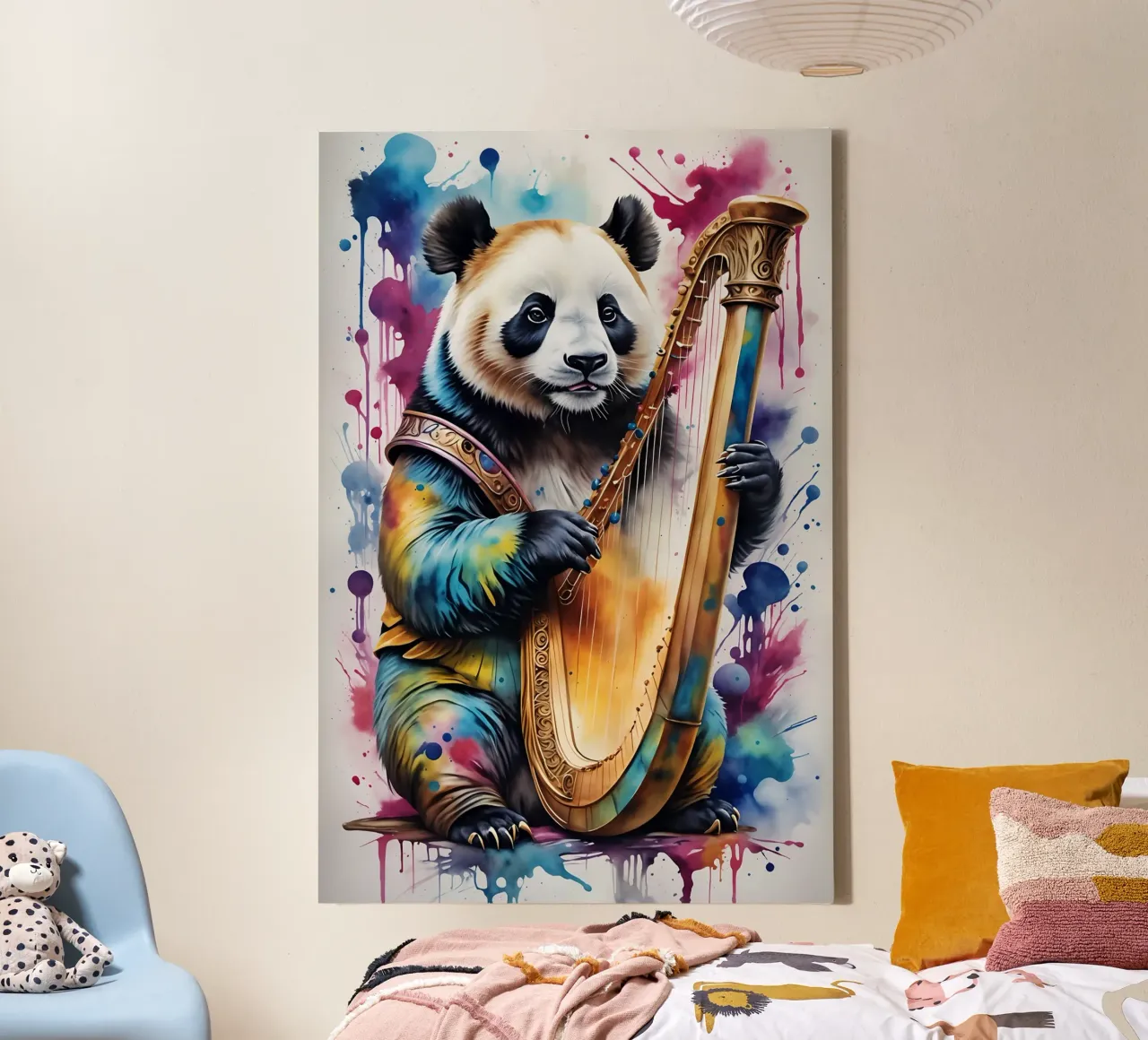 Panda playing the harp canvas by MakArena