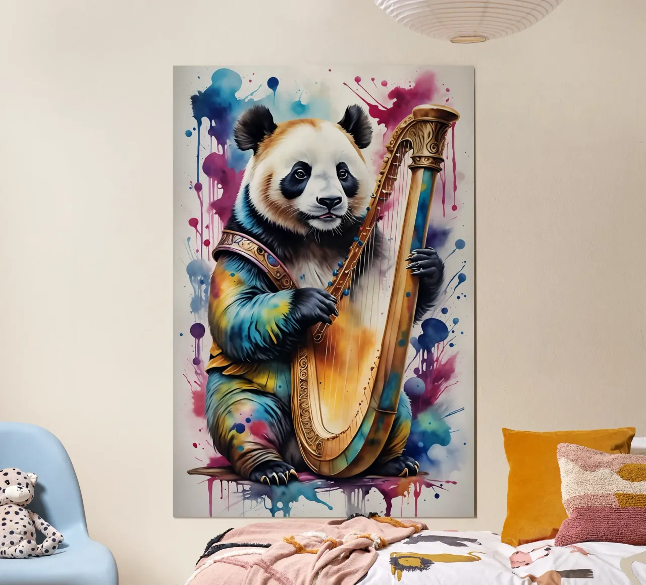 Panda playing the harp hahnemühle by MakArena