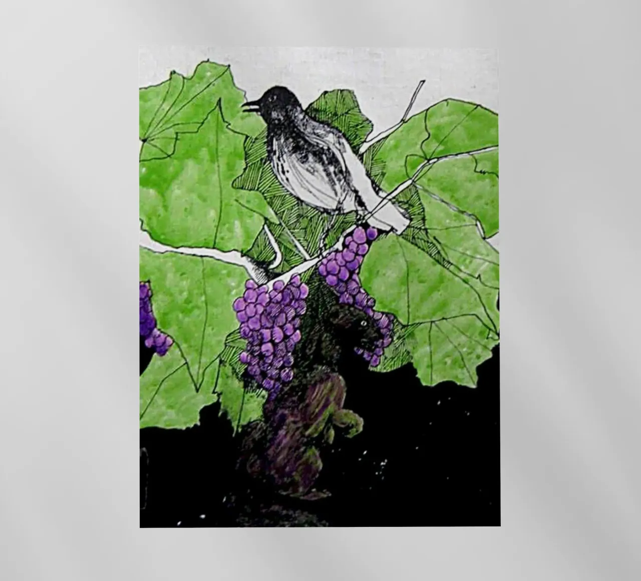 Bird perches on a branch with grapes pellicola backlit da edsonramosart