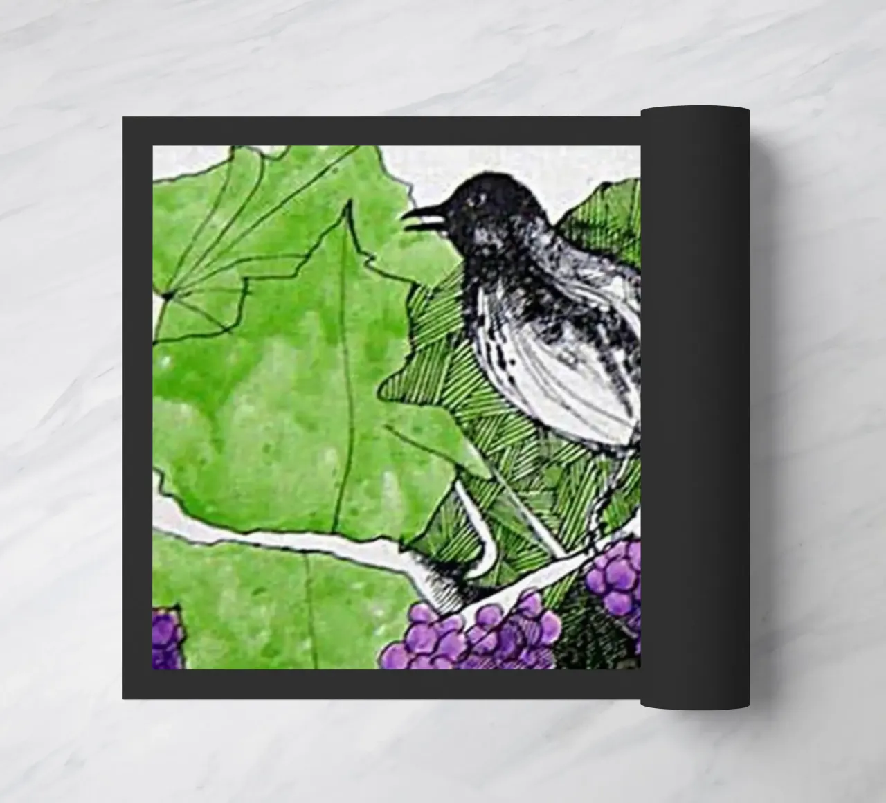 Bird perches on a branch with grapes zerbino da edsonramosart