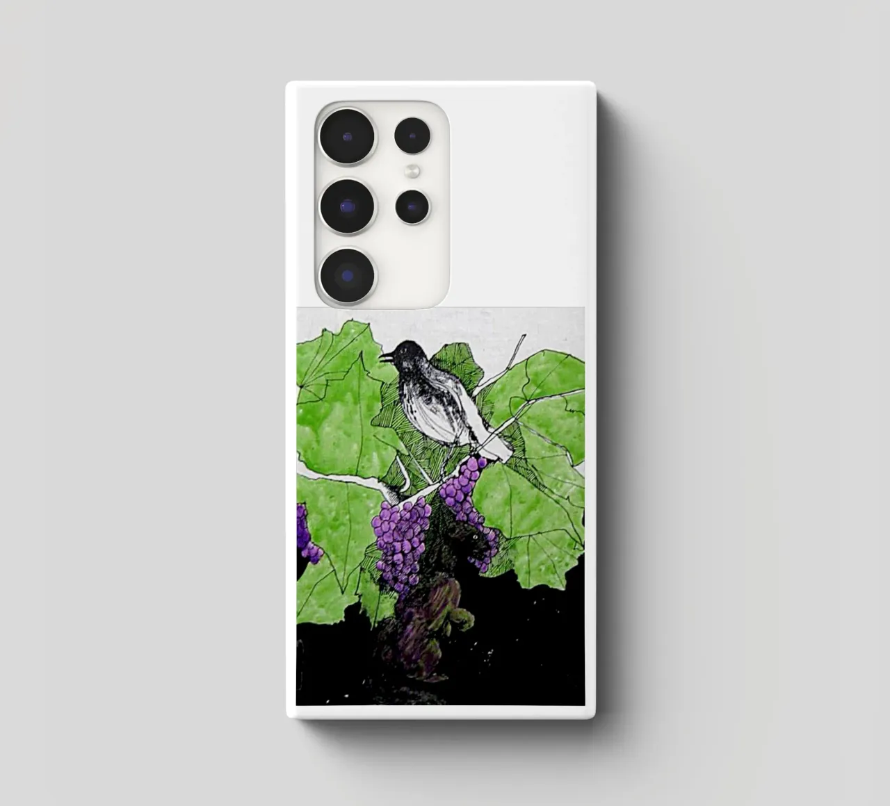Bird perches on a branch with grapes cover samsung da edsonramosart
