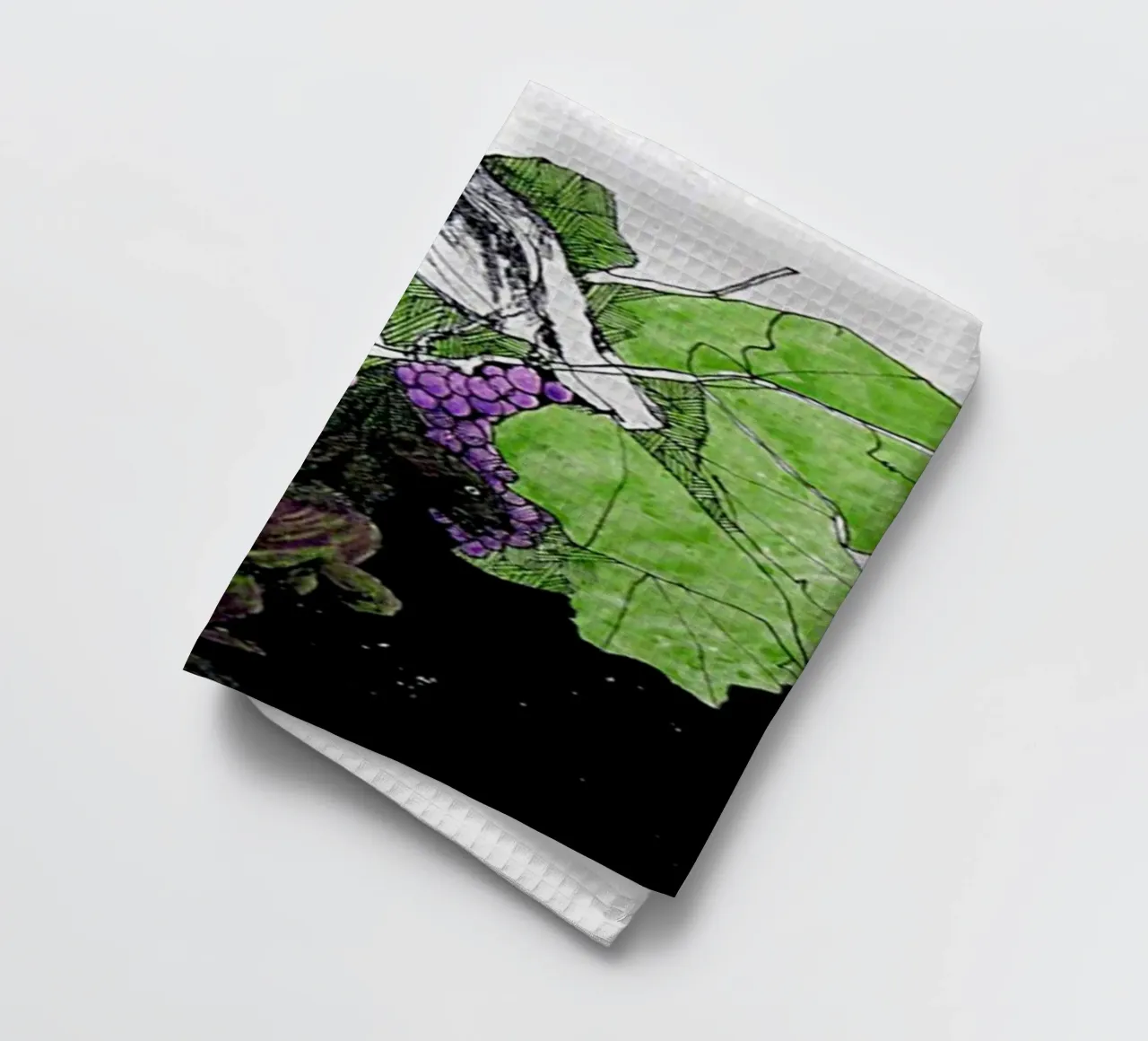 Bird perches on a branch with grapes torchon de edsonramosart