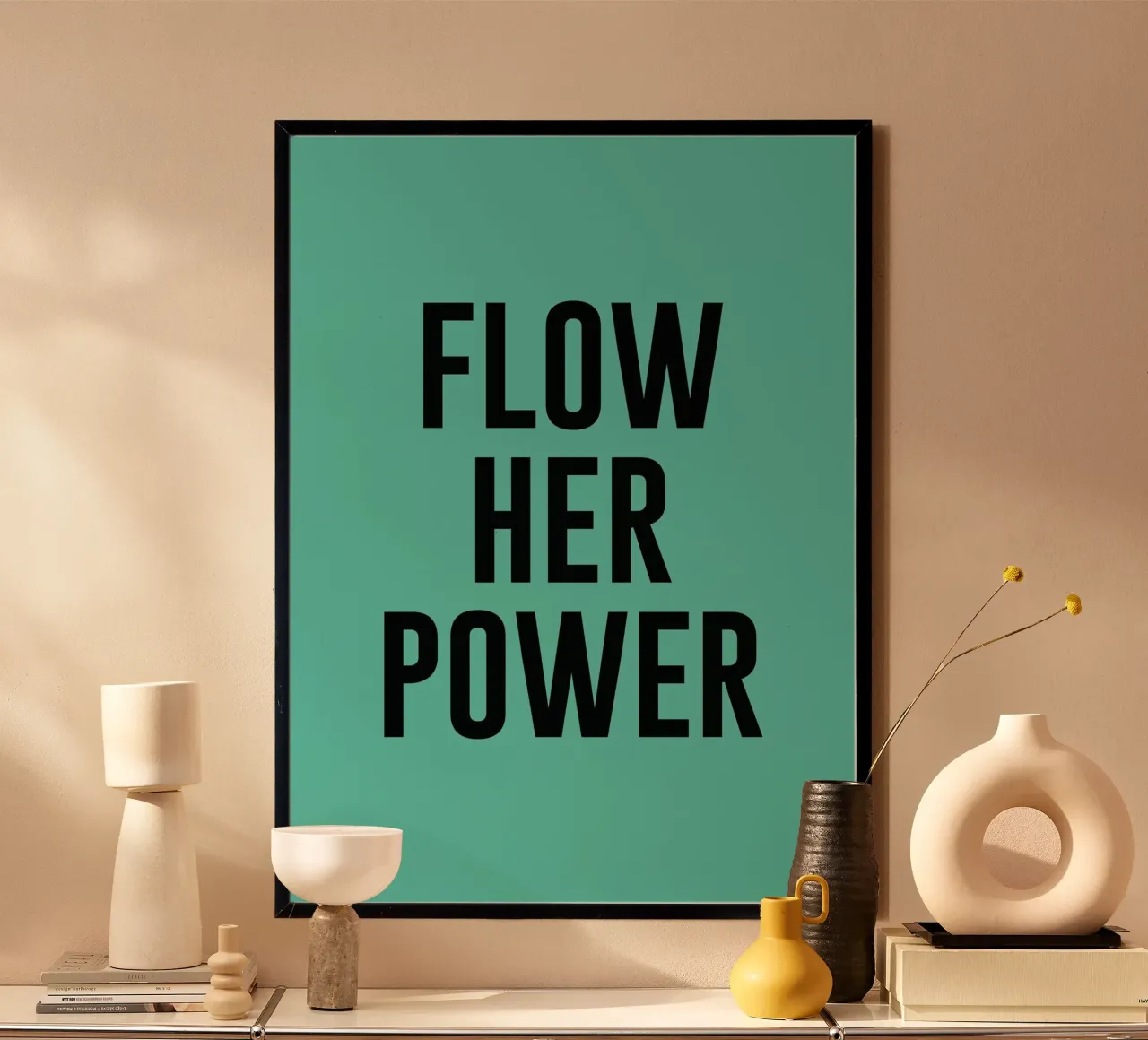 Flow Her Power poster con telaio in legno da The Poster Kid
