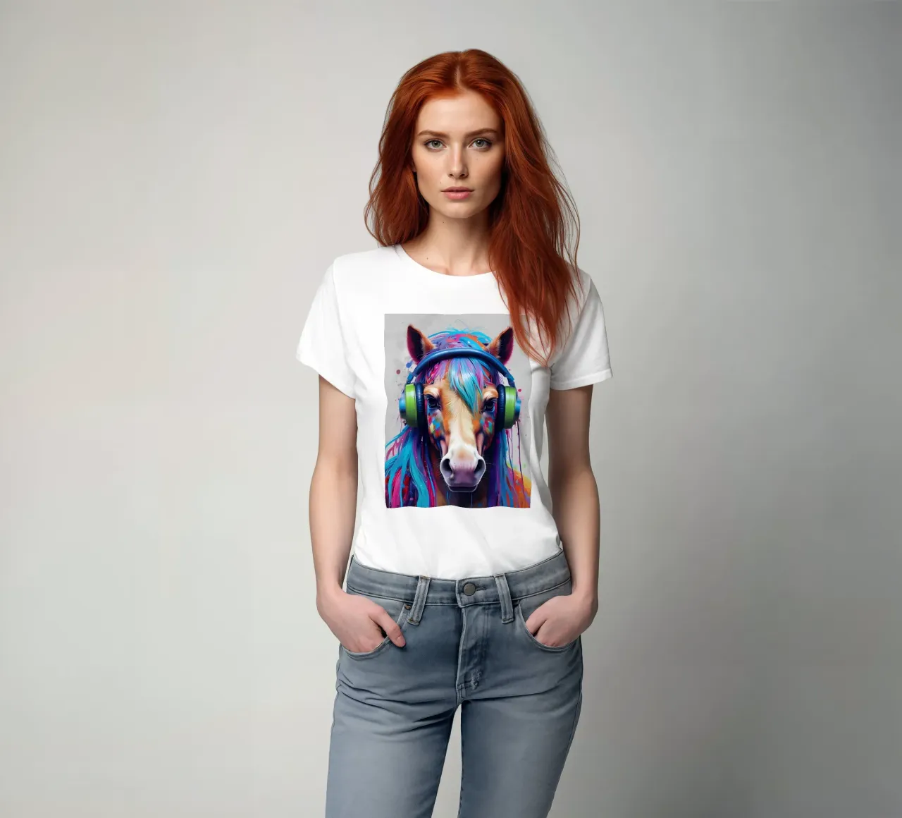 Pferd mit Kopfhörern T-Shirt von MakArena