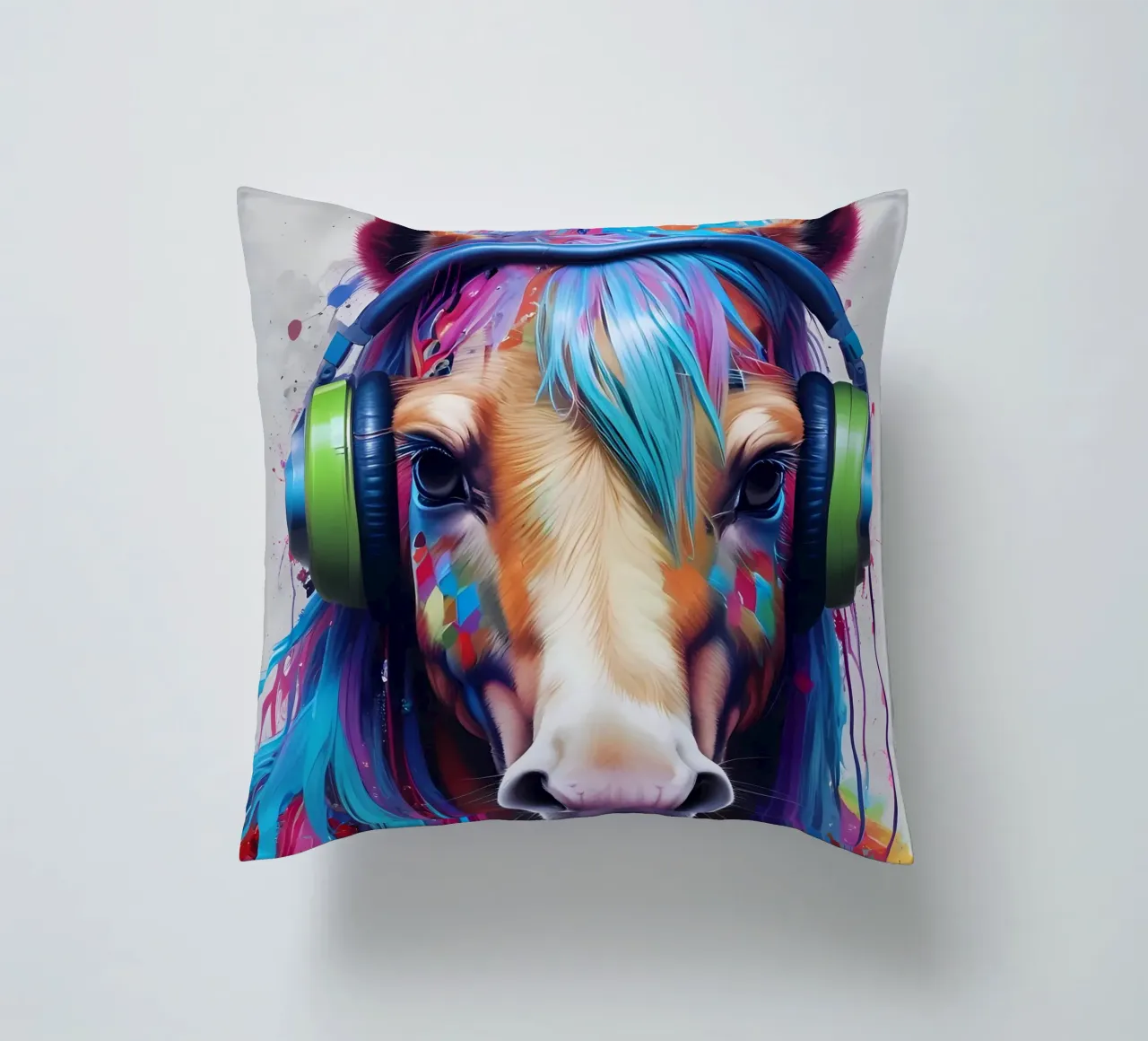 Cavallo con cuffie cuscino da MakArena