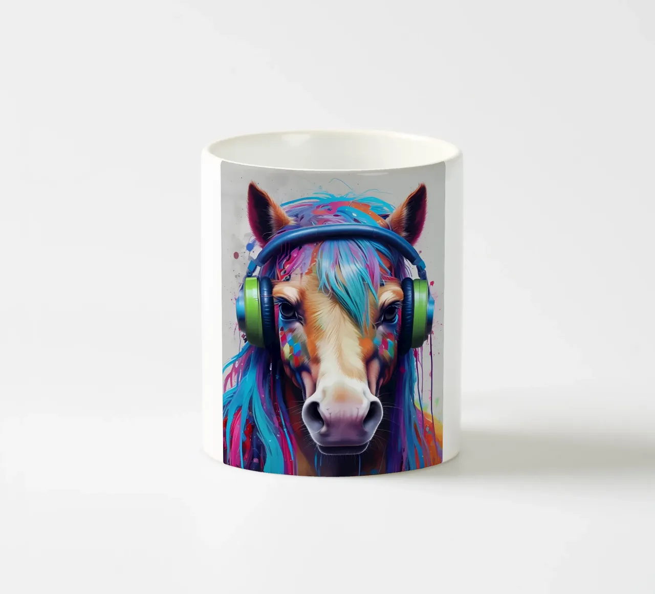 Cavallo con cuffie tazza in ceramica da MakArena