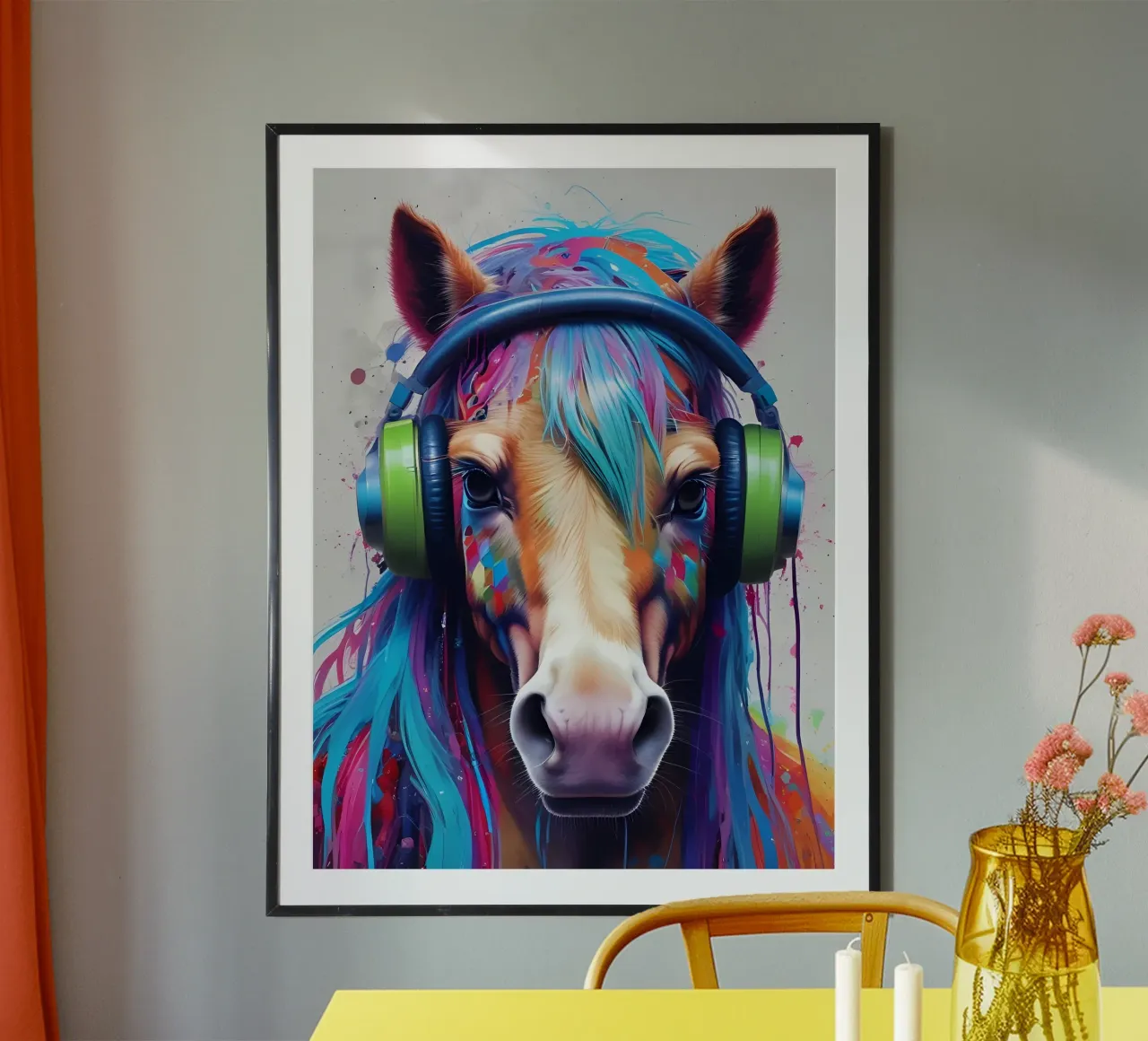Cavallo con cuffie carta hahnemühle da MakArena