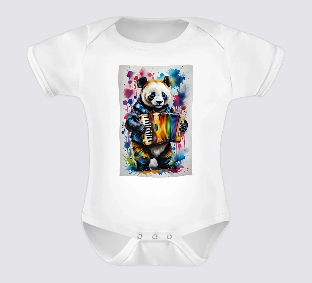 Panda suona la fisarmonica body neonato maniche corte da MakArena