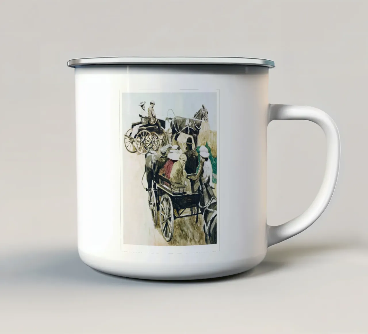 Two horse-drawn carriages tazza in smalto da LisaArtes