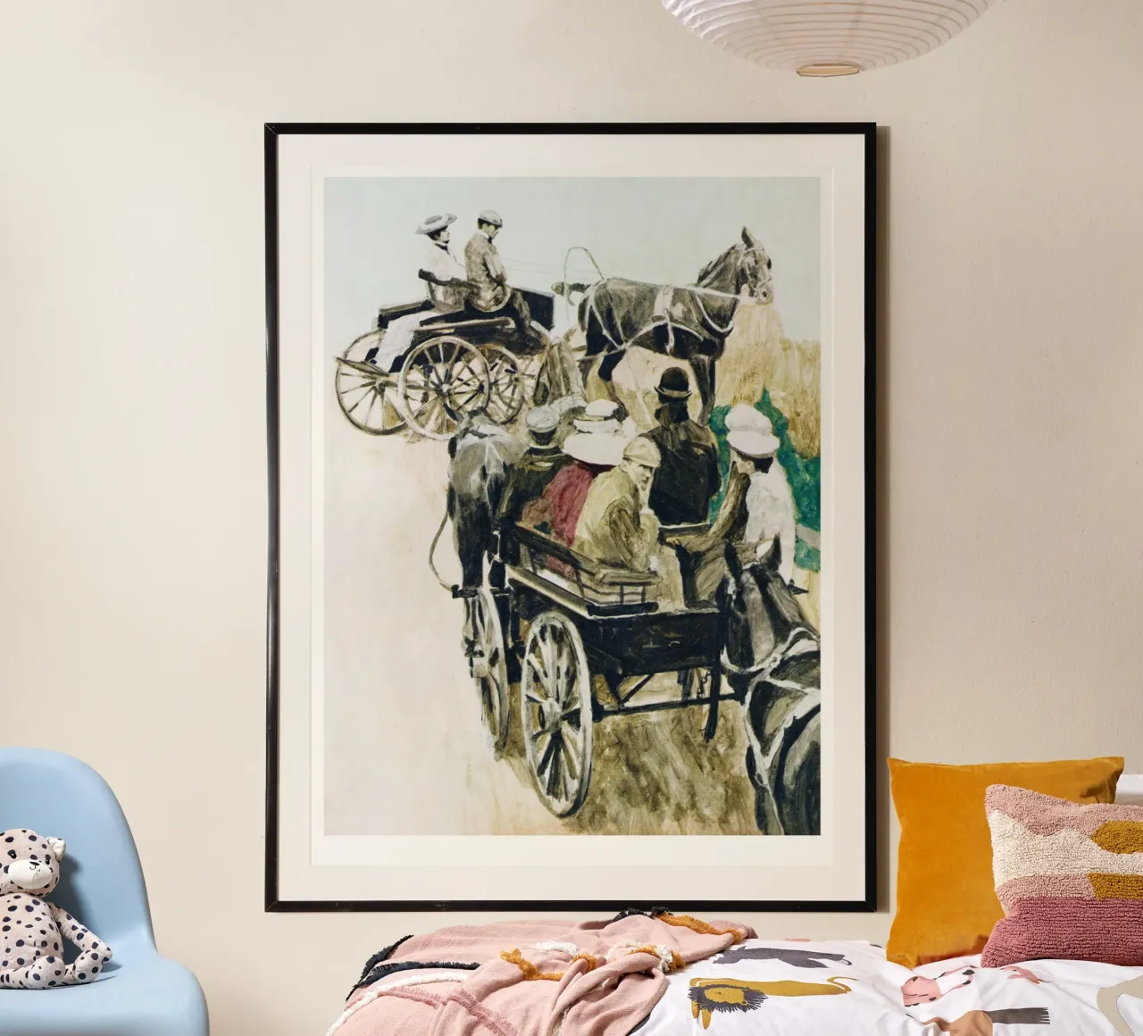 Two horse-drawn carriages poster con telaio in alluminio da LisaArtes