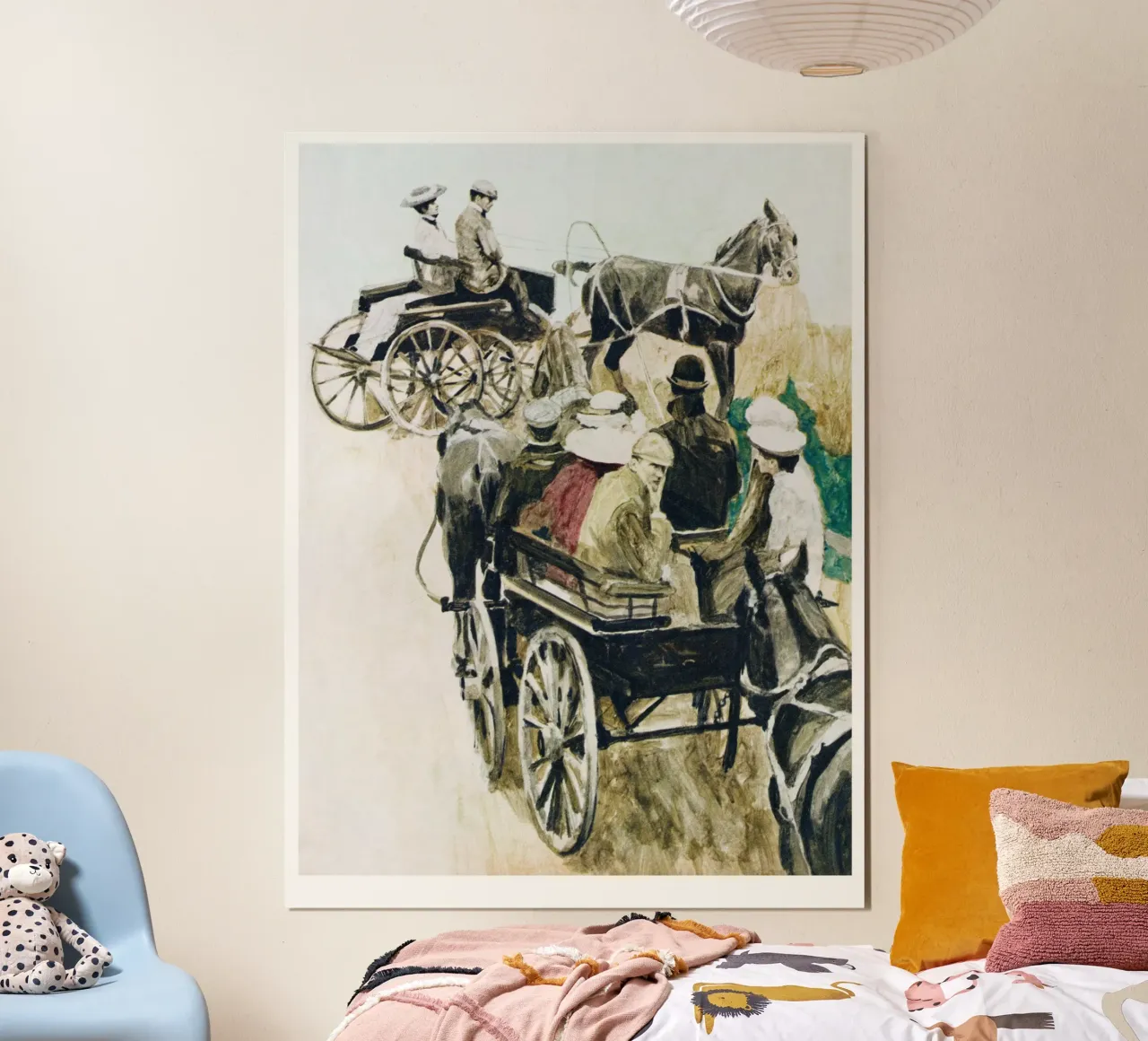 Two horse-drawn carriages poster con telaio in alluminio da LisaArtes