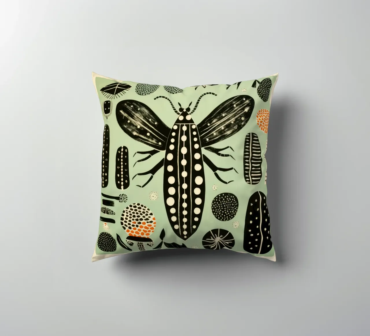 Baco da seta verde 2 cuscino da Minimal Animal Art