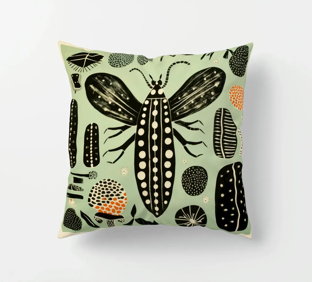 Baco da seta verde 2 cuscino da Minimal Animal Art