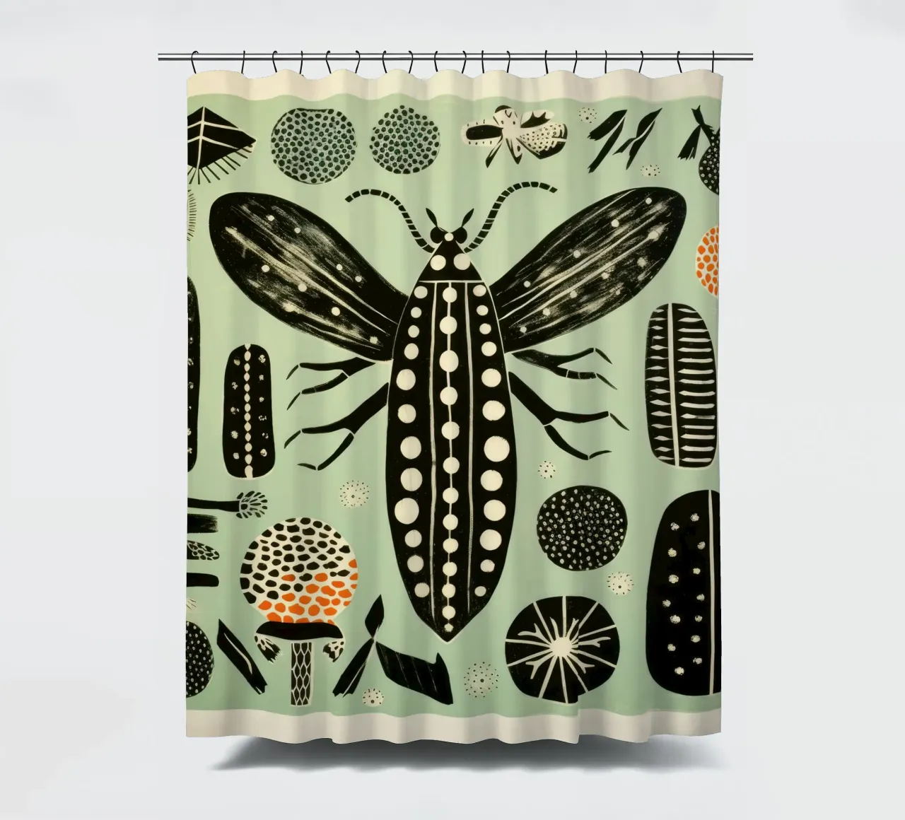 Groene zijderups 2 douchegordijn van Minimal Animal Art