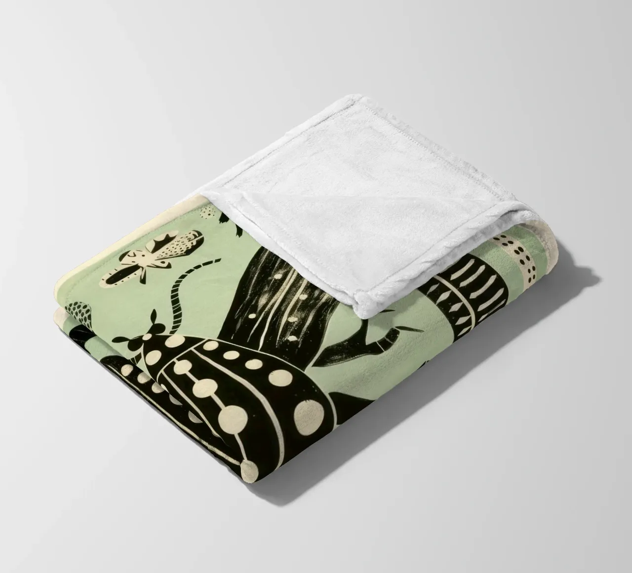 Groene zijderups 2 fleecedeken van Minimal Animal Art
